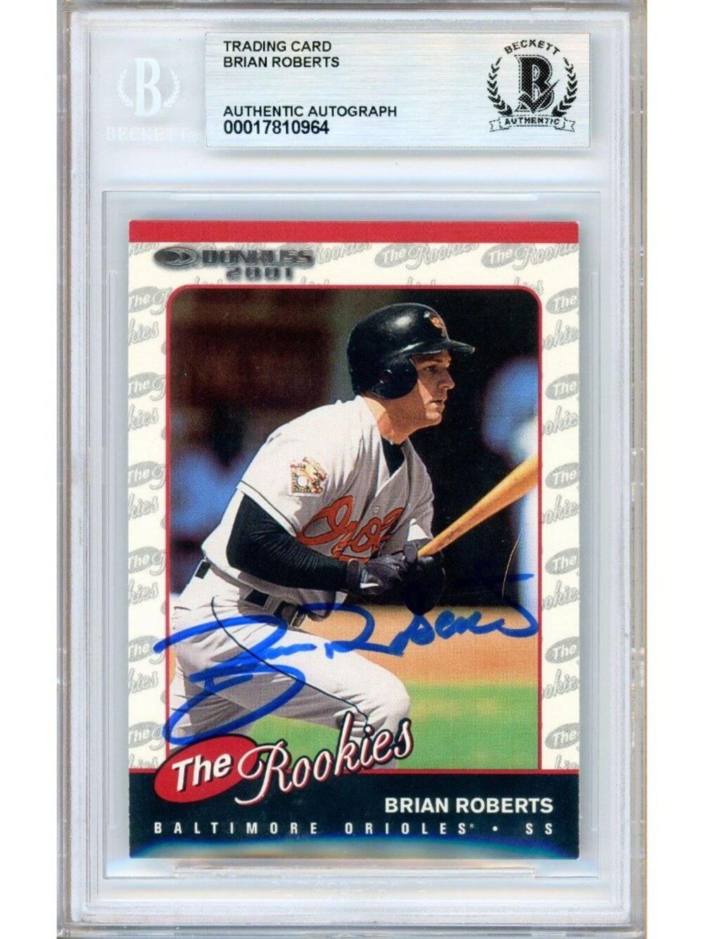 Brian Roberts Signed 2001 Donruss The Rookies #R70 Orioles Beckett BAS Slabbed
